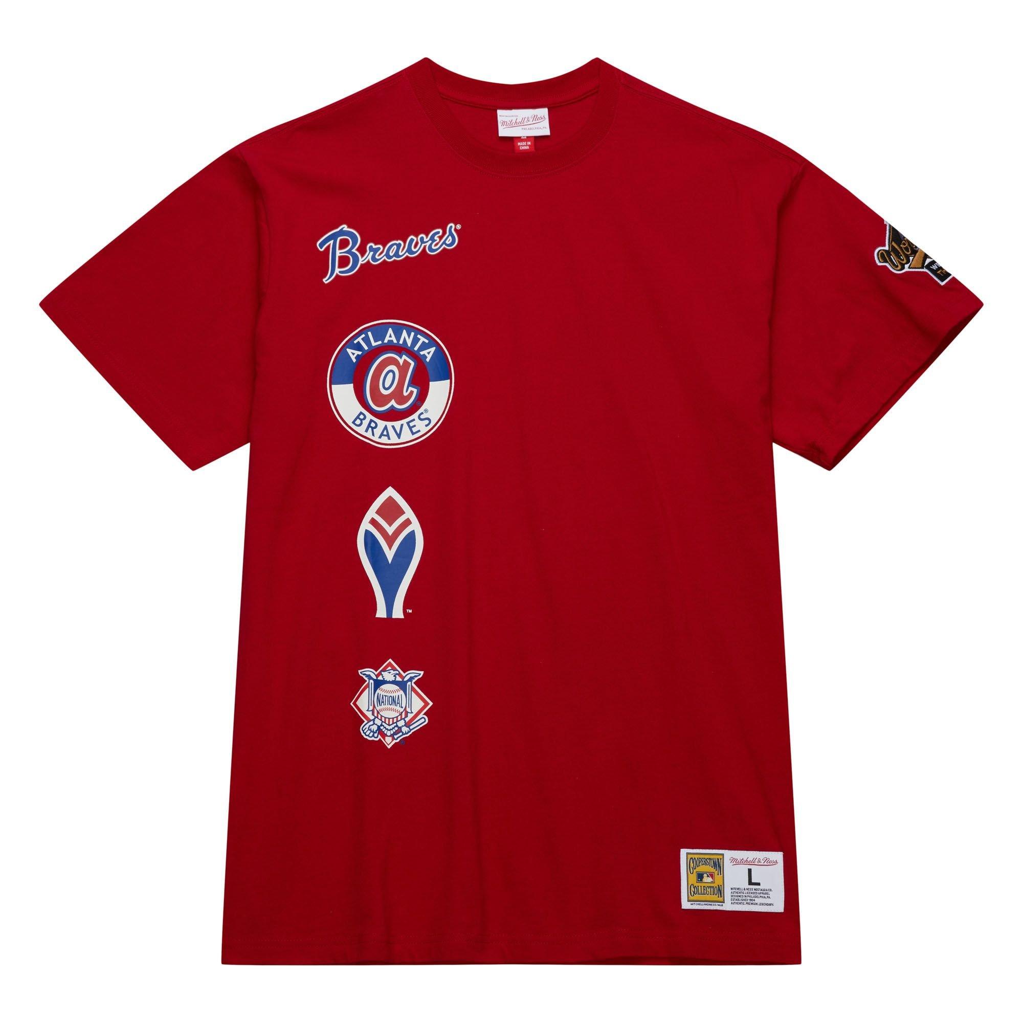 Mitchell & Ness Men's Atlanta Braves Hometown Vintage Logo Short Sleeve Shirt - Red